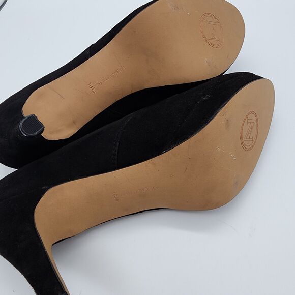 Adrienne Vittadini Suede Platform Heels Size 10M Black Shootie Booties Lace Up - Picture 11 of 13
